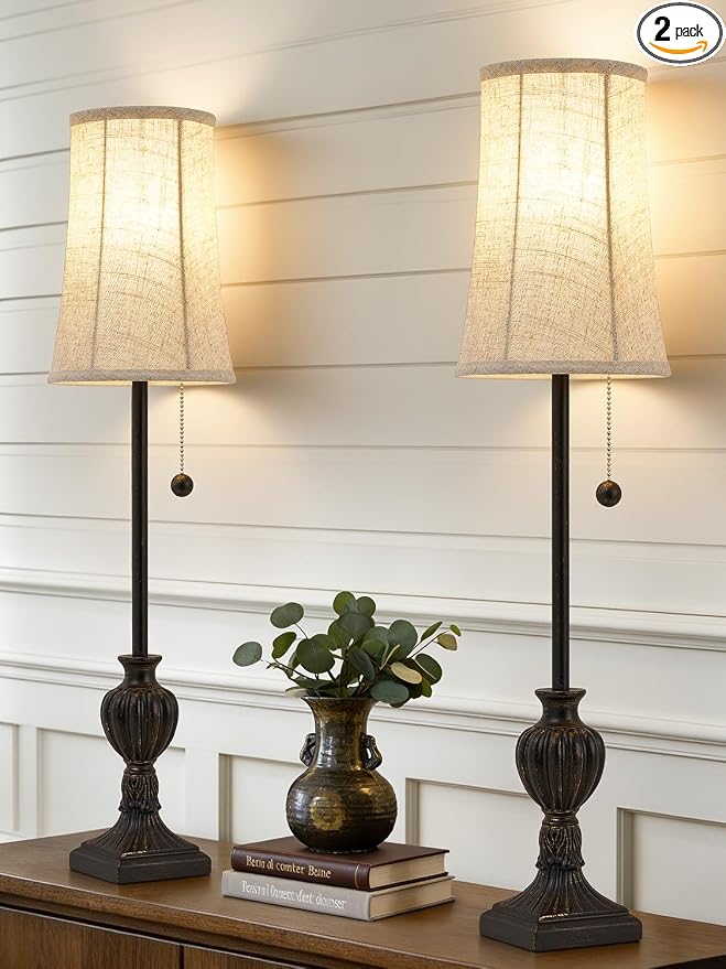 EJIAXIN Buffet Table Lamps Set of 2-28" Tall Skinny Black Resin Table Lamp by WelcometoEJIAXIN