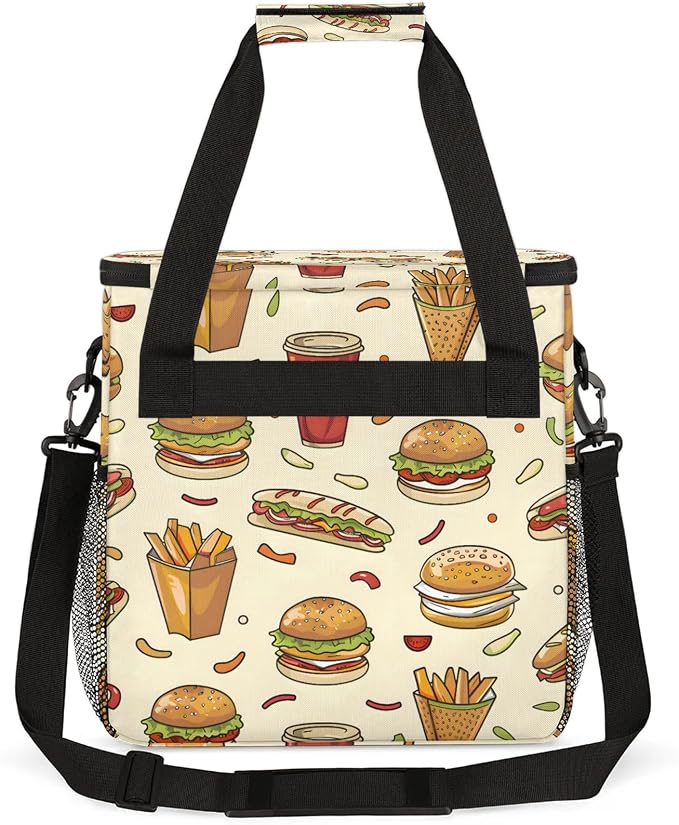 Fast Food Hamburger Coffee Maker Carring Bag, Large Insulated Storage Organizer - Image 5