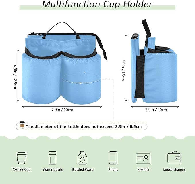 DOMIKING Lake Blue Travel Luggage Cup Holder - Image 2