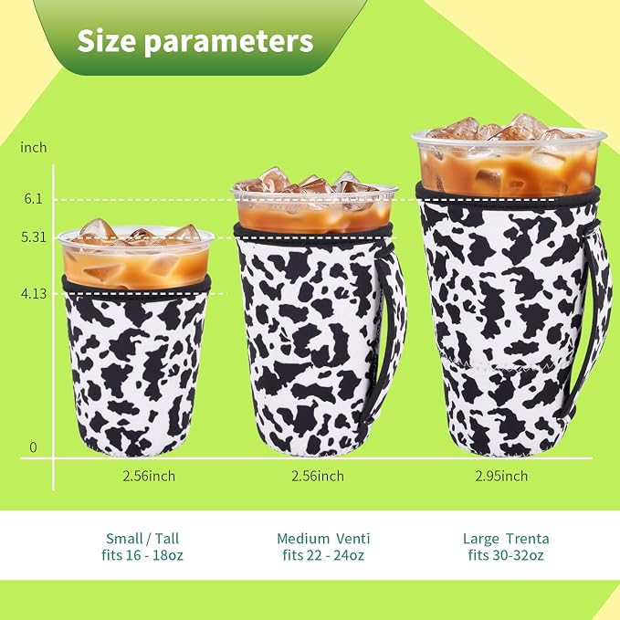 3 Pack Iced Coffee sleeve Insulated Neoprene Cup Sleeves - Image 2
