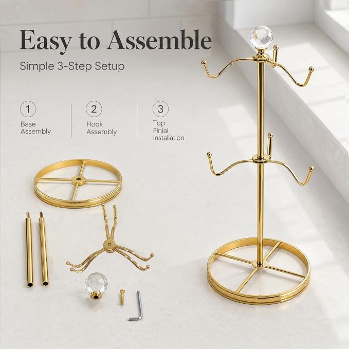 Mug Tree Coffee Cup Holder for Counter Top 6 Hooks | Double Tier Metal Mug Tree - Image 4