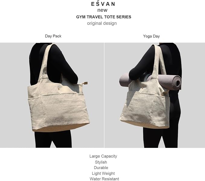 ESVAN Yoga Tote Bag Mat bag Women Shoulder Bags Carryall Tote - Image 5