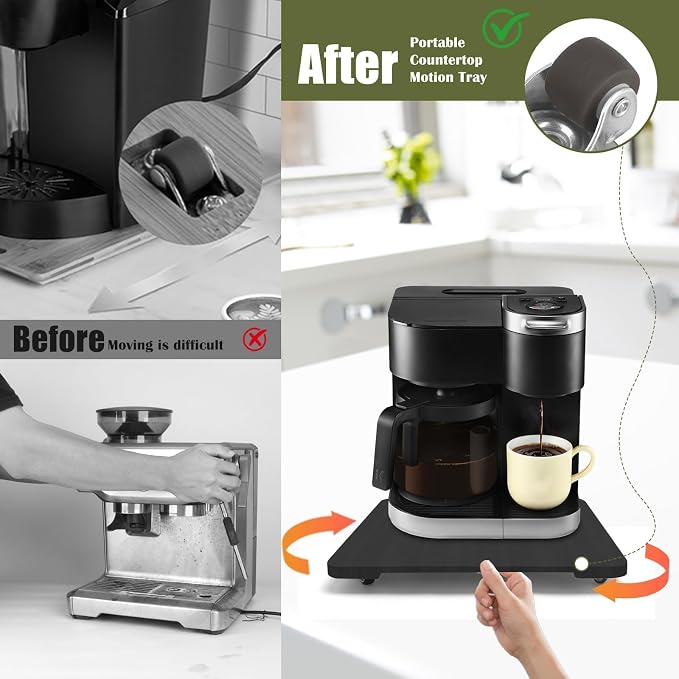 360° Rolling Tray for Coffee Maker, Sliding Tray Countertop Appliance Slider - Image 7