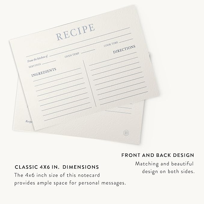 Dashleigh Elegant Recipe Cards 4x6 Double Sided, 50 Pack Thick Cardstock - Image 5
