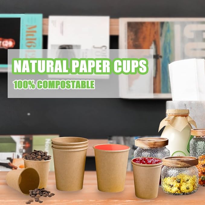 Lamosi 210 Pack 12 OZ Paper Coffee Cups, Disposable Kraft Paper Cups, - Image 7