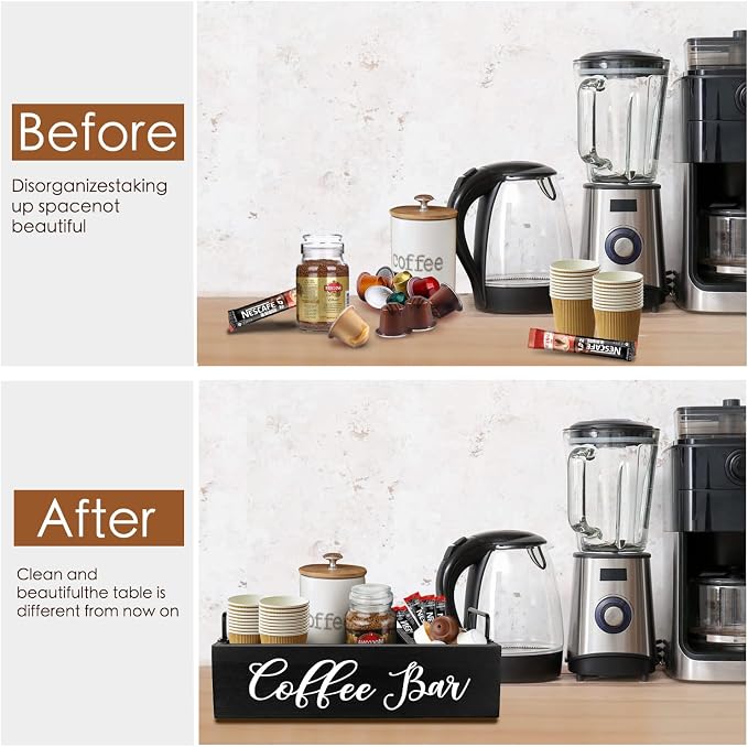 MINCORD Coffee Station Organizer Wooden Coffee Bar Holder Accessories - Image 3