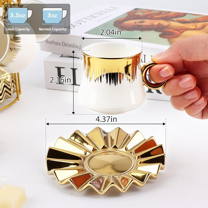 AstraLoom Turkish Coffee Cup Set, 6 Pack 3oz Small Ceramic Demitasse Cups - Image 2