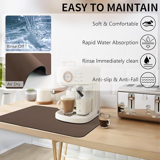 Dish Drying Mat, Absorbent Coffee Bar Mat - Image 2