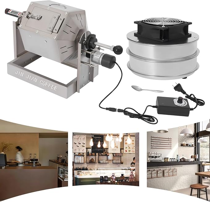 Coffee Bean Roaster with Coffee Bean Cooler, Gas 500g Coffee Bean Baker Drum - Image 4