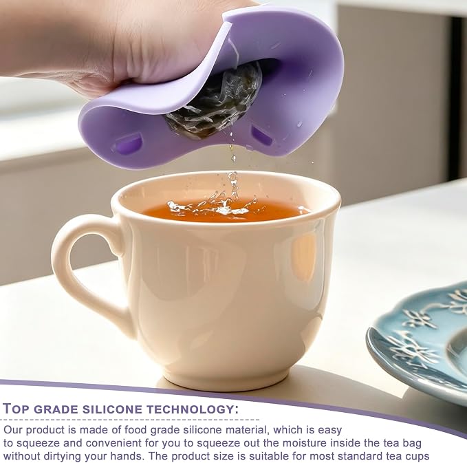 4 Pcs Tea Bag Holder & Squeezer 4 Inch SiliconeTea Bag Squeezer Dishwasher Safe - Image 4