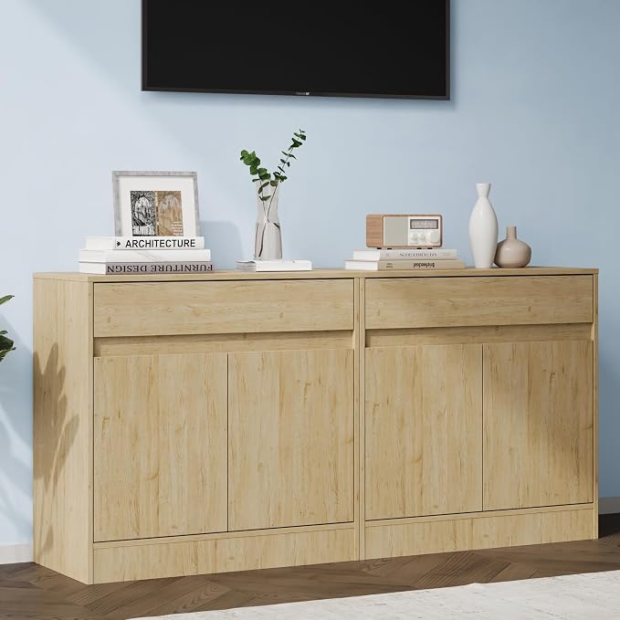 Housoul Buffet Cabinet with 2 Doors and Drawer, Coffee Bar Cabinet with - Image 5