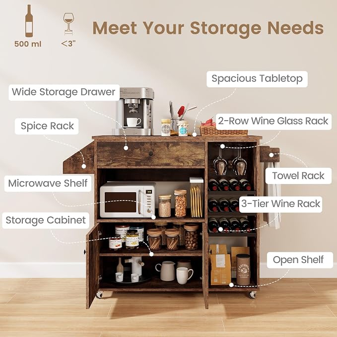 Giantex Rolling Kitchen Island Cart - Image 8