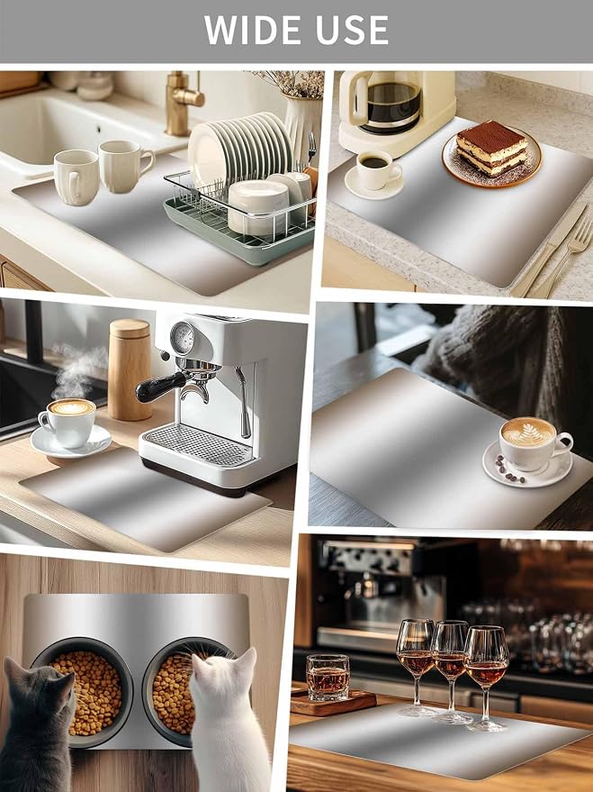 Abstract Coffee Mat Brown Gray Gradient Ombre Absorbent Bar Mat - Image 8