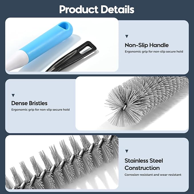 Dryer Vent Cleaner Kit 5 Pcs, Refrigerator Coil Cleaning Brush, Sewer Set Brush - Image 3