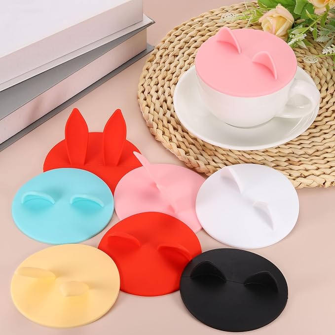 uxcell 3Pcs Silicone Cat Ear Mug Lids, 3.9 Inch, Microwave & Dishwasher Safe - Image 5