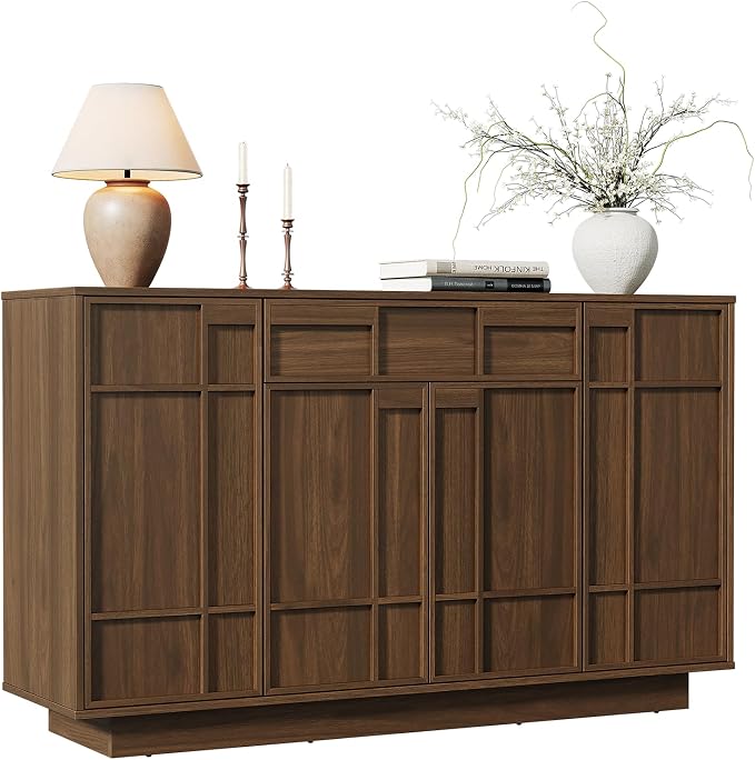 55" Buffet Cabinet with Storage Drawer, Sideboard Buffet Cabinet with Built-in - Image 9