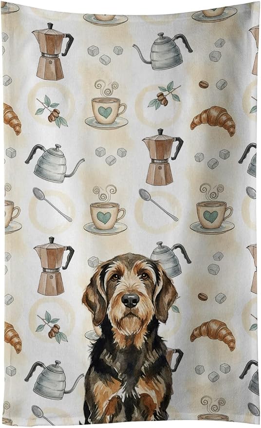 Caroline's Treasures Black and Tan Otterhound Coffee Bar Kitchen Towel Velour by CarolinesTreasures