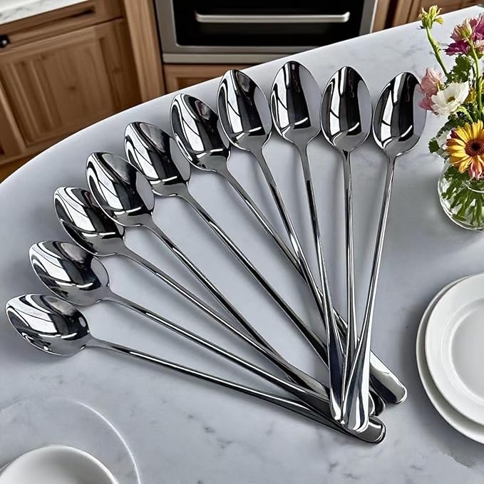10pcs Long Handleice Tea Spoon, Long Cocktail mixing Stir Spoon, Stainless - Image 5
