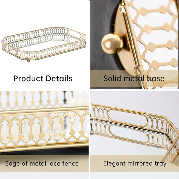 Bar Cart Tray, Decorative Mirrored Tray - Image 4
