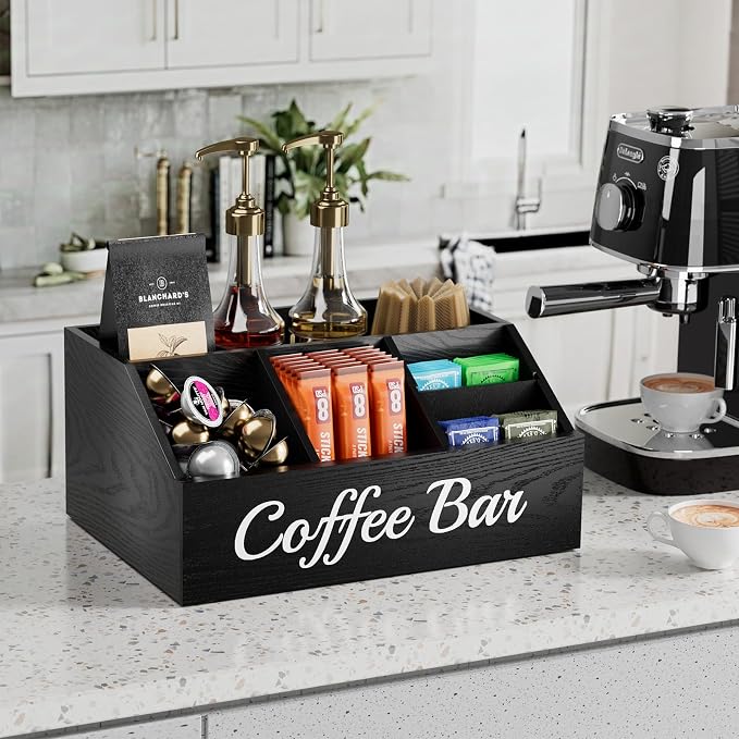 Coffee Station Organizer for Countertop – Wooden Coffee Bar Organizer - Image 3