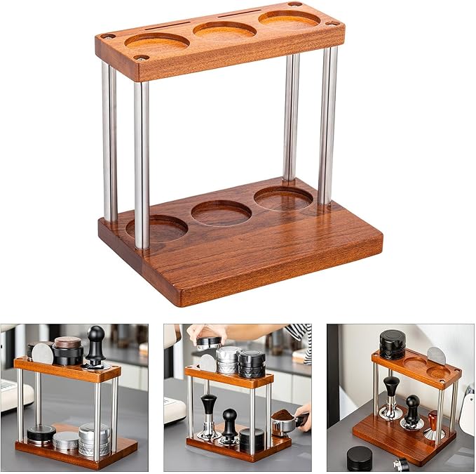 Space Saving Coffee Equipment Organizers Stylish Two Layer Wood Coffee Machine - Image 2