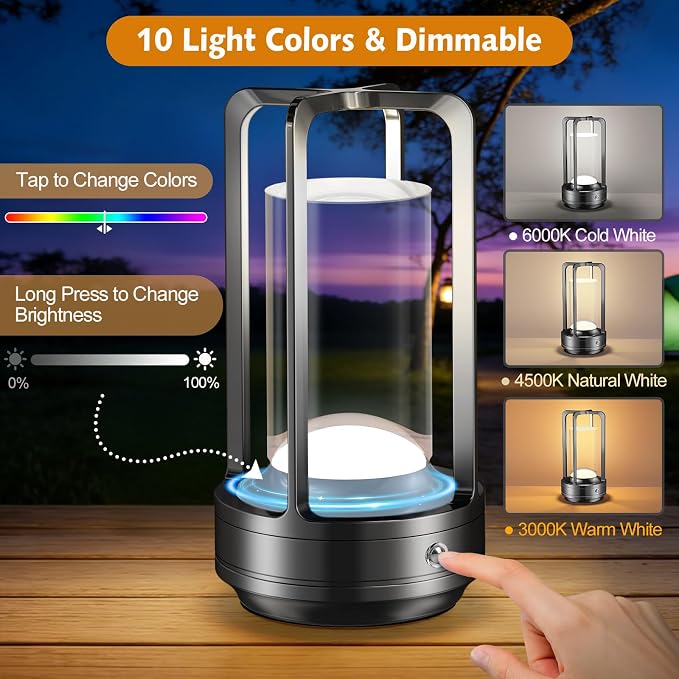 Portable Table Lamp for Outdoor Indoor: Cordless Rechargeable Desk Lamp - Image 4