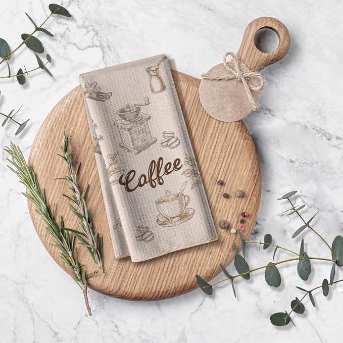 Coffee Themed Kitchen Towels-Funny Joked Absorbent Drying Hand Towel Bar - Image 6