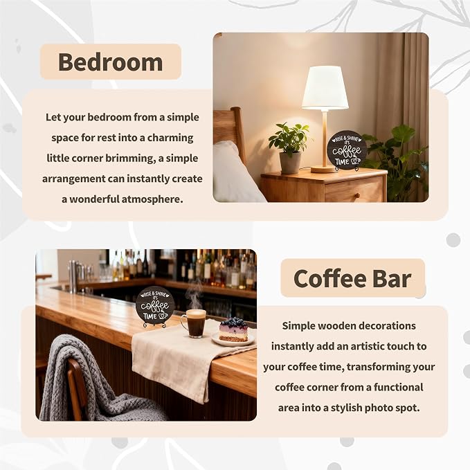 Coffee Desk Decor Sign, Farmhouse Wood Plaque, It Is Coffee Time Wood Sign - Image 4