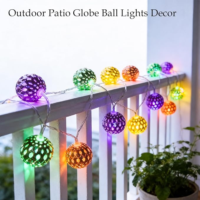 USB & Battery Operated Pastel Metal Ball String Lights Easter Egg Decor - Image 7