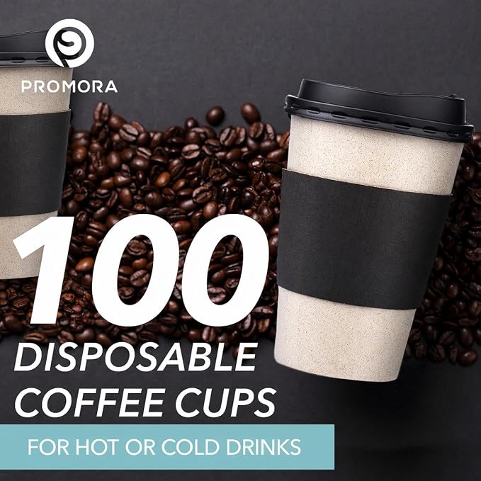 Promora 16 oz Disposable Natural Cream Coffee Cups - Image 3