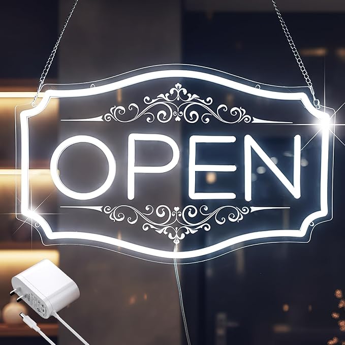 22" x 13" Open Sign for Business, LED Dimmable Neon Open Sign by zontruxe