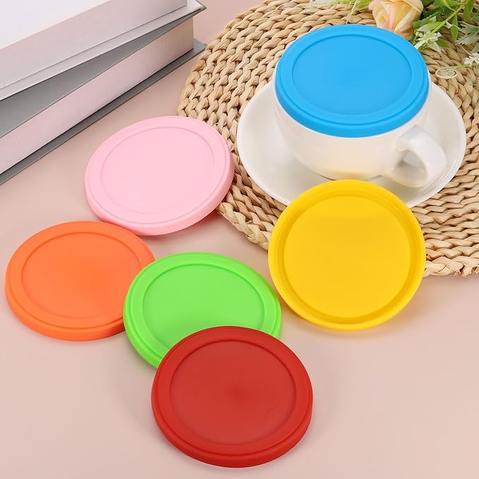 uxcell 2Pcs Silicone Cup Lids, 3.9 Inch Mug Cover Reusable Silicone Cup Covers - Image 5