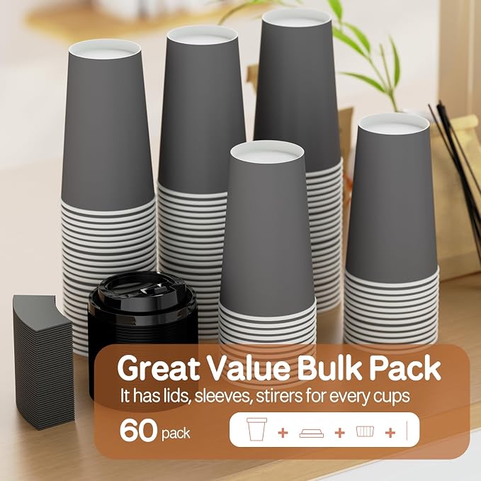 Clawsoff 100 Pack 12 oz Disposable Paper Coffee Cups - Image 6