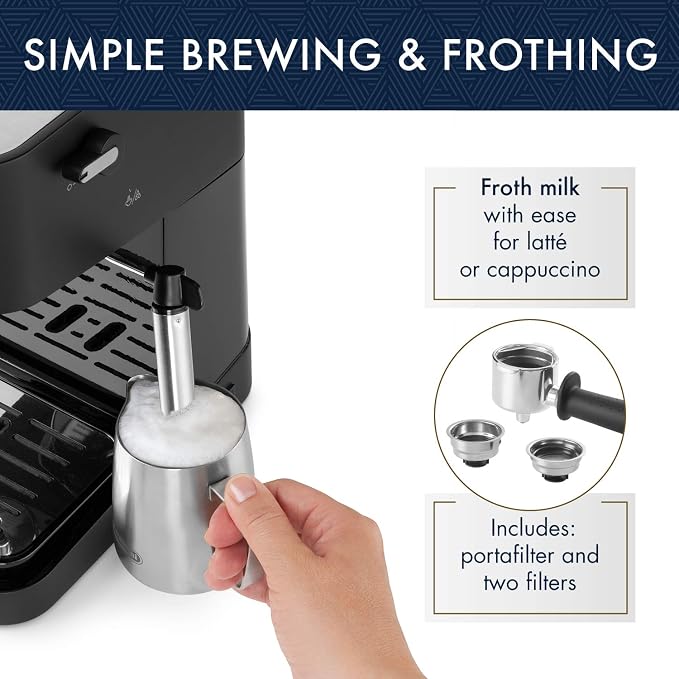 De'Longhi Stilosa Manual Espresso Machine, Compact Coffee Maker, 15 Bar Pump - Image 3