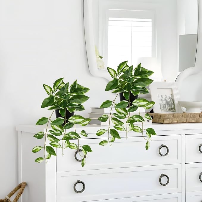 Briful Small Fake Plants Indoor Realistic Faux Trailing Plant Artificial Potted - Image 6