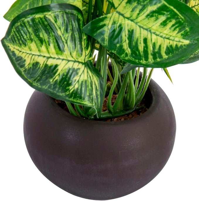 MyGift Modern Trio of Artificial Assorted Green Leaf Plants Potted in - Image 6