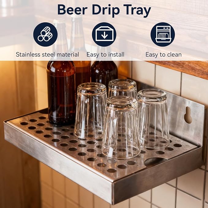 Kegerator Beer Drip Trays, Wall Mount Drip Tray - Image 2