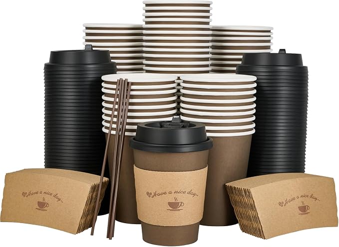 LITOPAK 100 Pack 12 oz Paper Coffee Cups by LITOPAK