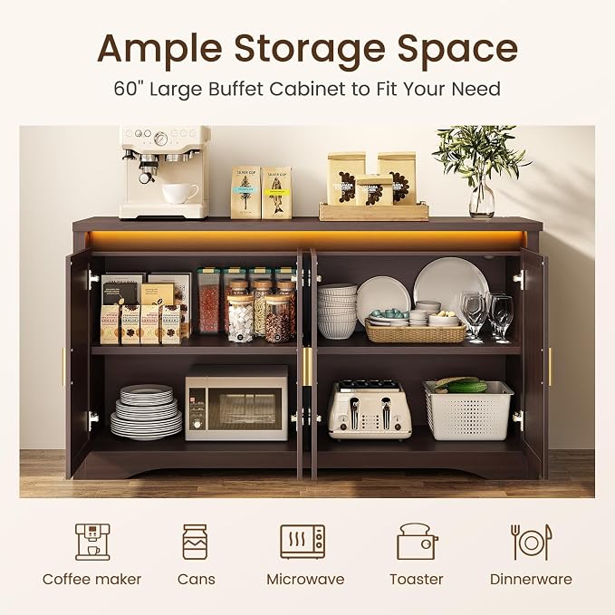 60'' Sideboard Buffet Cabinet - Image 4