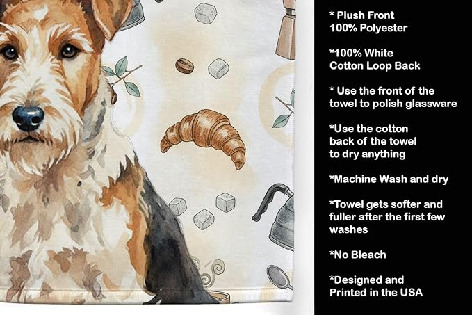 Caroline's Treasures Wire Fox Terrier Coffee Bar Kitchen Towel Velour Plush - Image 4
