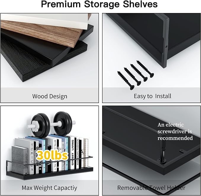 Shario Black Floating Shelves - Image 6