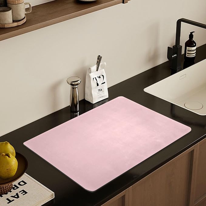 Light Pink Dish Drying Mat for Kitchen Counter No-slip Rubber Bottom Dish - Image 7