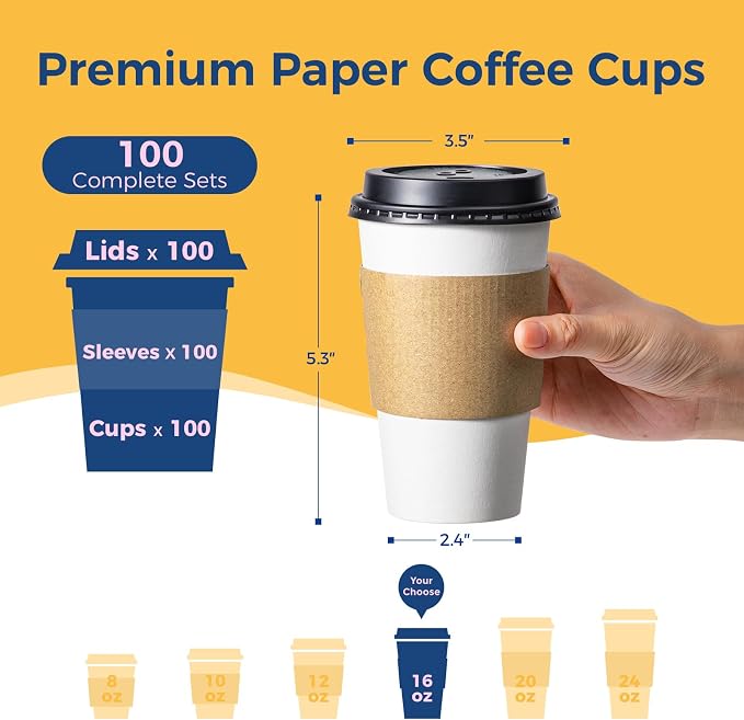 Fit Meal Prep 100 Pack 16 oz Disposable Coffee Cups - Image 2