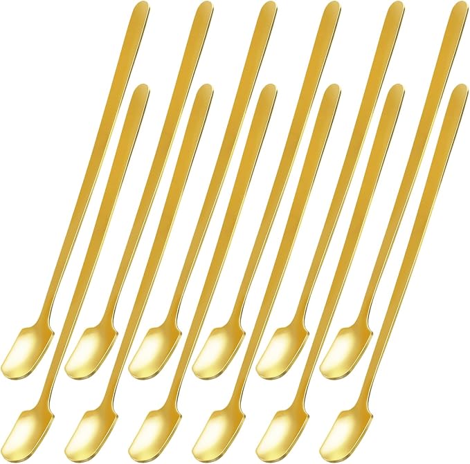 Gold Long Handle Spoon Stir Stick 5.7inch Square Head Stainless Steel Stirrer by PPhtony