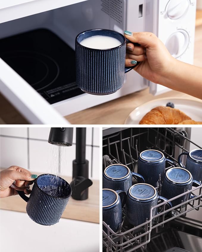 famiware Coffee Mug Set for 4, Star 12 oz Catering Mugs Cup Set - Image 5