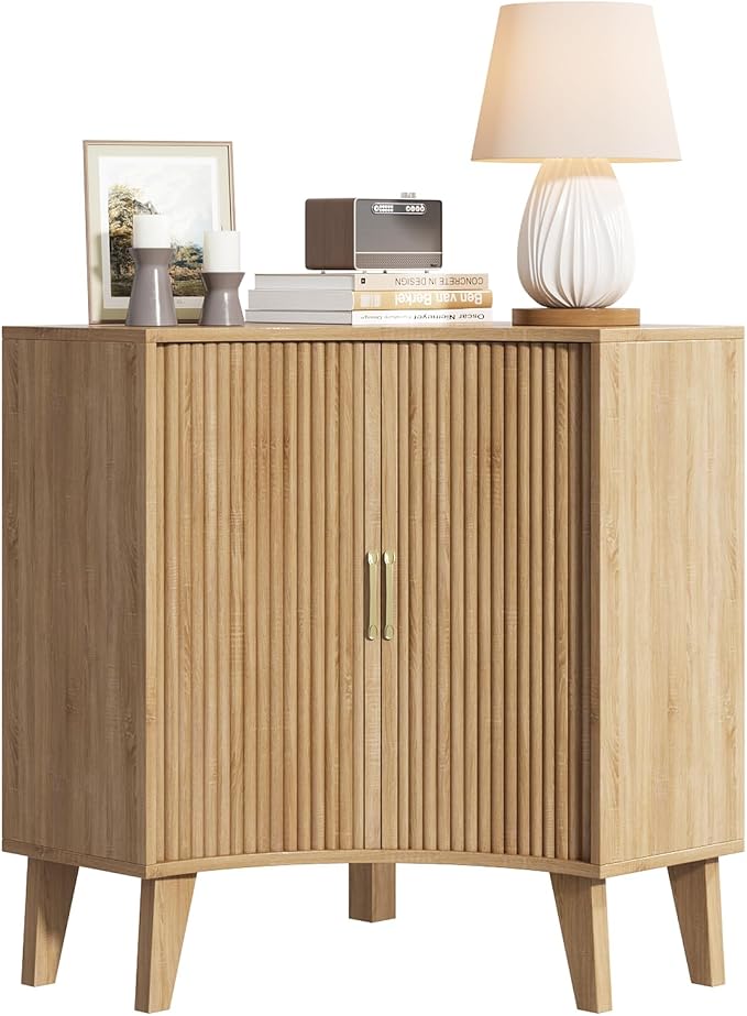 Fluted Corner Cabinet, Small Corner Floor Cabinet - Image 9