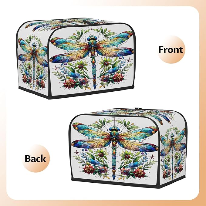 Animal Dragonfly Flower Toaster Cover 4 Slice Wide Slot Washable Appliance - Image 3
