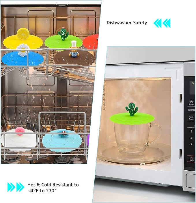 8PCS Silicone Cup Lids Mug Cover, Colorful Food Grade Anti-dust Airtight Seal - Image 5