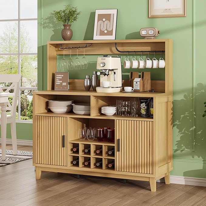 Vabches Fluted Coffee Bar Cabinet - Image 7