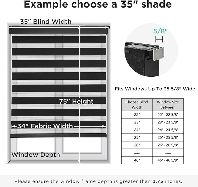 Joydeco No Drill Zebra Blinds for Windows, Cordless Day & Night Dual Sheer - Image 3